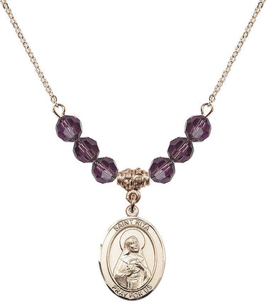 Collar de natalicio de béisbol de Santa Rita de Casia | 1,9 cm | Cuentas de 6 mm