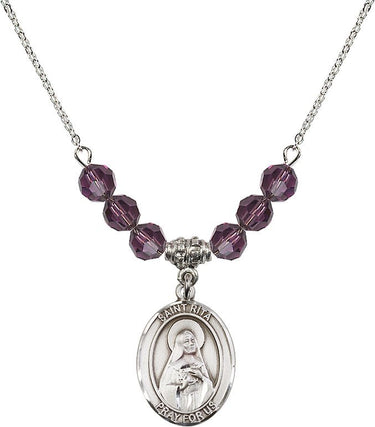 Collar de natalicio de béisbol de Santa Rita de Casia | 1,9 cm | Cuentas de 6 mm