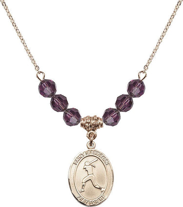 Collar de softbol con la piedra de nacimiento de San Sebastián | 19 mm | Cuentas de 6 mm
