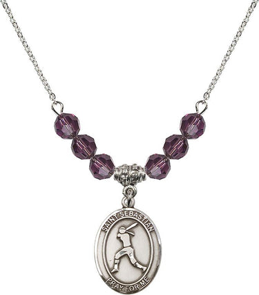 Collar de softbol con la piedra de nacimiento de San Sebastián | 19 mm | Cuentas de 6 mm