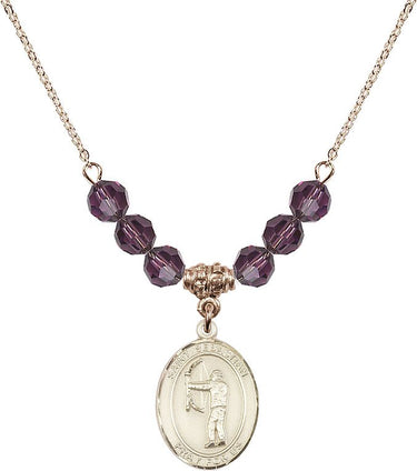 Collar de arquero de San Sebastián con piedra natal | 3/4 pulgada | Cuentas de 6 mm