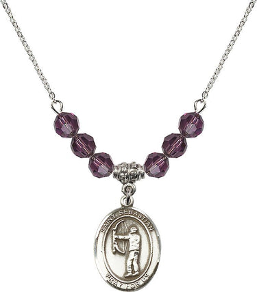 Collar de arquero de San Sebastián con piedra natal | 3/4 pulgada | Cuentas de 6 mm