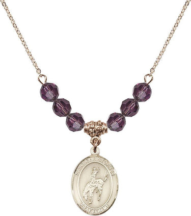 Collar de piedras de nacimiento de rodeo de San Cristóbal | 1,9 cm | Cuentas de 6 mm