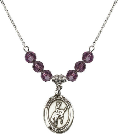 Collar de piedras de nacimiento de rodeo de San Cristóbal | 1,9 cm | Cuentas de 6 mm