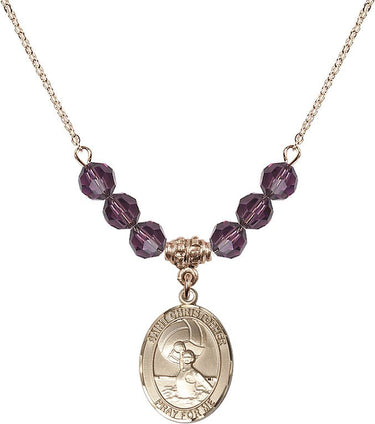 Collar con dije de Santa Cristobal de waterpolo para mujer | 19 mm | Cuentas de 6 mm