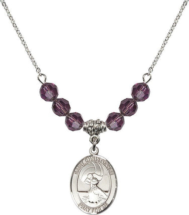 Collar con dije de Santa Cristobal de waterpolo para mujer | 19 mm | Cuentas de 6 mm