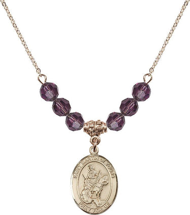 Collar con piedra natal de San Martín de Tours | 1,9 cm | Cuentas de 6 mm