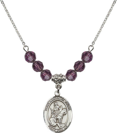 Collar con piedra natal de San Martín de Tours | 1,9 cm | Cuentas de 6 mm
