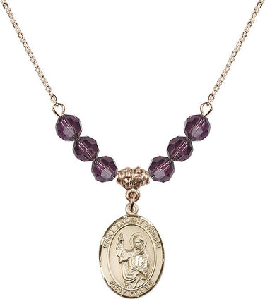 Collar de San Vicente Ferrer con piedra de nacimiento | 1,9 cm | Cuentas de 6 mm