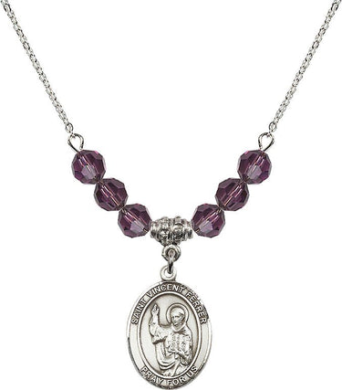 Collar de San Vicente Ferrer con piedra de nacimiento | 1,9 cm | Cuentas de 6 mm