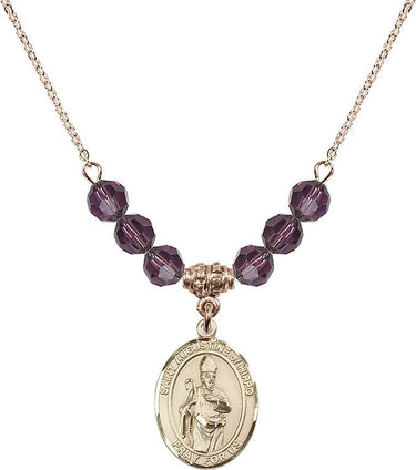 Collar de San Agustín de Hipona con piedra de nacimiento | 1,9 cm | Cuentas de 6 mm