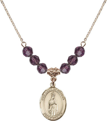 Collar de Nuestra Señora de Fátima con Piedra de Nacimiento | 1,9 cm | Cuentas de 6 mm