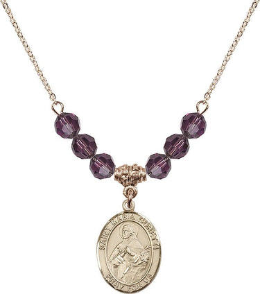 Collar de piedra natal de Santa María Goretti | 1,9 cm | Cuentas de 6 mm