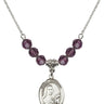 Saint Therese of Lisieux Birthstone Necklace | 3/4 inch | 6mm Beads  Amethyst Sterling Silver