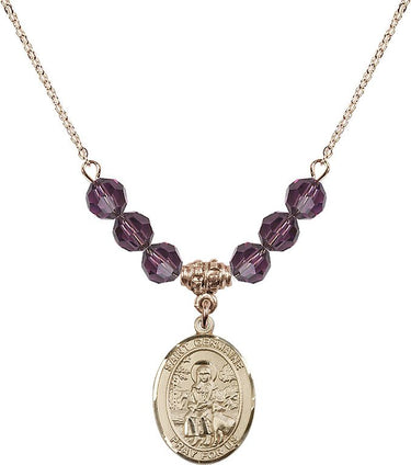 Collar de San Germán Cousin con piedra de nacimiento | 1,9 cm | Cuentas de 6 mm