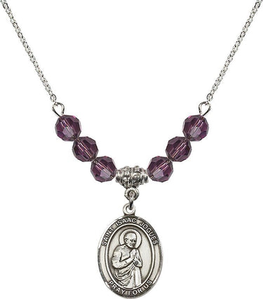 Collar con piedra natal de San Isaac Jogues | 1.9 cm | Cuentas de 6 mm