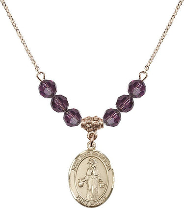 Collar con piedra natal de San Niño de Atocha | 1,9 cm | Cuentas de 6 mm