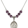 Saint Alexandra Birthstone Necklace | 3/4 inch | 6mm Beads  Amethyst Sterling Silver