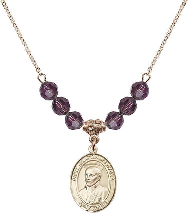 Collar de San Ignacio de Loyola con piedra de nacimiento | 1,9 cm | Cuentas de 6 mm