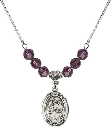 Holy Family Birthstone Necklace | 3/4 inch | 6mm Beads