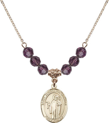 Collar de San José Obrero con Piedra de Nacimiento | 1,9 cm | Cuentas de 6 mm