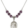 Saint Aloysius Gonzaga Birthstone Necklace | 3/4 inch | 6mm Beads  Amethyst Sterling Silver