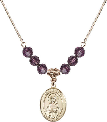 Collar de piedra natal de Santa Liliana | 1,9 cm | Cuentas de 6 mm