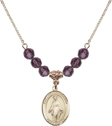 Collar de Nuestra Señora del Líbano con piedra de nacimiento | 1,9 cm | Cuentas de 6 mm