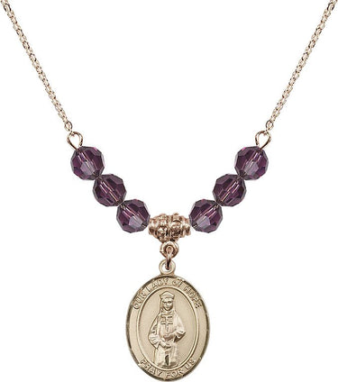 Collar de la Virgen de la Esperanza con piedra de nacimiento | 1,9 cm | Cuentas de 6 mm
