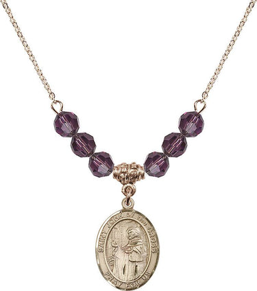 Collar de San Juan de la Cruz con piedra natal | 1,9 cm | Cuentas de 6 mm