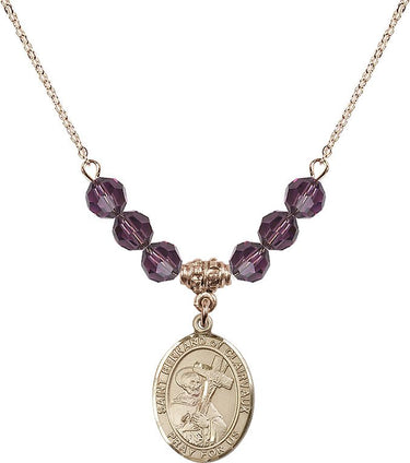 Collar de San Bernardo de Claraval con piedra de nacimiento | 1,9 cm | Cuentas de 6 mm