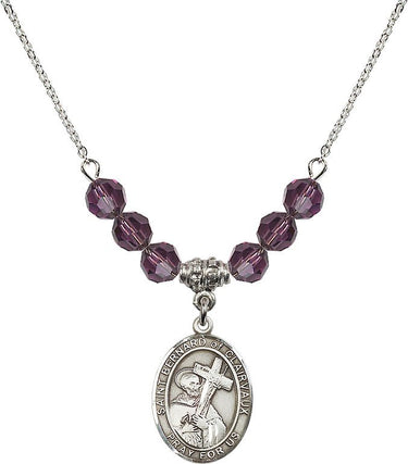 Collar de San Bernardo de Claraval con piedra de nacimiento | 1,9 cm | Cuentas de 6 mm