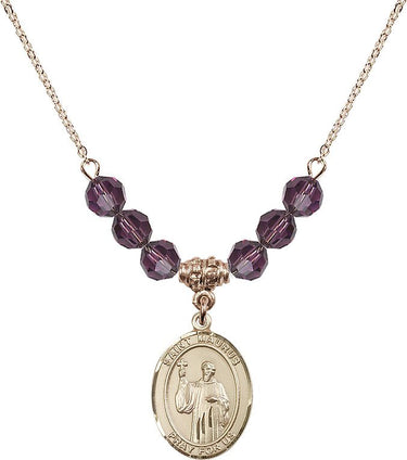 Collar con piedra natal de San Mauro | 1,9 cm | Cuentas de 6 mm