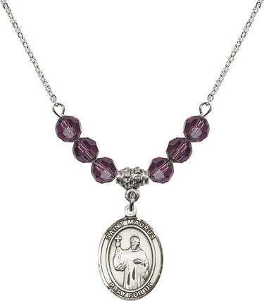 Collar con piedra natal de San Mauro | 1,9 cm | Cuentas de 6 mm