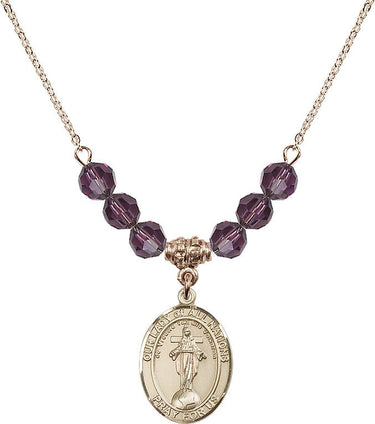 Collar de Nuestra Señora de Todas las Naciones con piedra natal | 3/4 pulgada | Cuentas de 6 mm