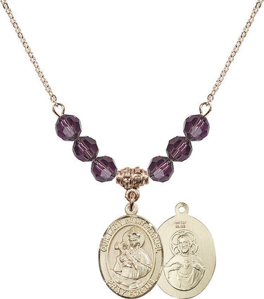 Our Lady of Mount Carmel Birthstone Necklace | 3/4 inch | 6mm Beads