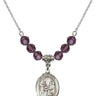 Saint Zita Birthstone Necklace | 3/4 inch | 6mm Beads  Amethyst Sterling Silver