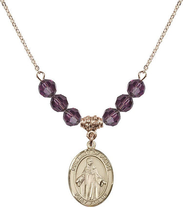 Our Lady of Peace Birthstone Necklace | 3/4 inch | 6mm Beads