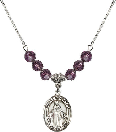 Our Lady of Peace Birthstone Necklace | 3/4 inch | 6mm Beads
