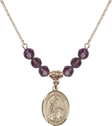 Collar con piedra natal de Santa Isabel de Portugal | 1,9 cm | Cuentas de 6 mm