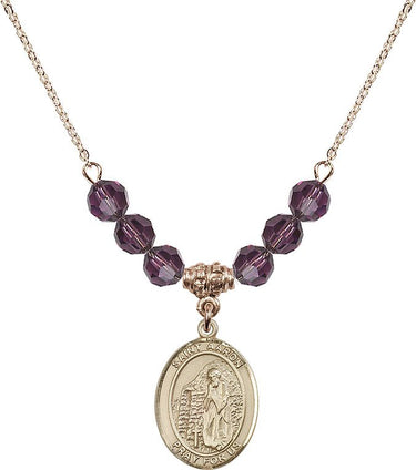 Collar de San Aarón con piedra de nacimiento | 1,9 cm | Cuentas de 6 mm