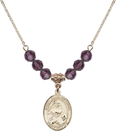 Collar con piedra de nacimiento de Santa Julia Billiart | 1.9 cm | Cuentas de 6 mm