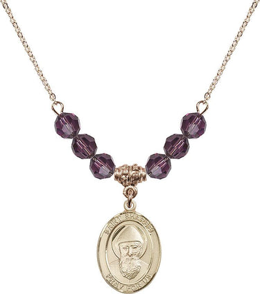 Collar de San Chárbel con piedra natal | 1,9 cm | Cuentas de 6 mm