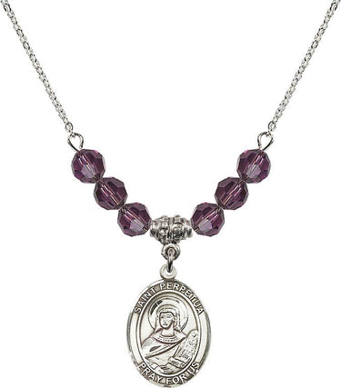 Collar con dije de la piedra natal de Santa Perpetua | 1.9 cm | Cuentas de 6 mm
