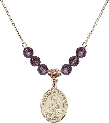 Collar de San Basilio Magno con piedra natal | 19 mm | Cuentas de 6 mm