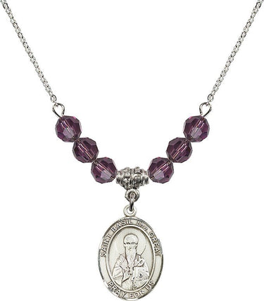 Collar de San Basilio Magno con piedra natal | 19 mm | Cuentas de 6 mm