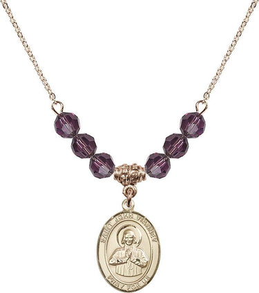 Collar de San Juan María Vianney con piedra de nacimiento | 1,9 cm | Cuentas de 6 mm