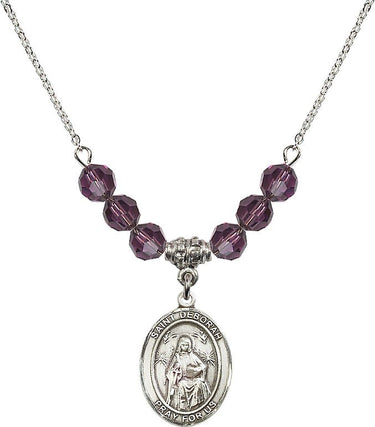 Collar de Santa Débora con Piedra Natal | 1,9 cm | Cuentas de 6 mm
