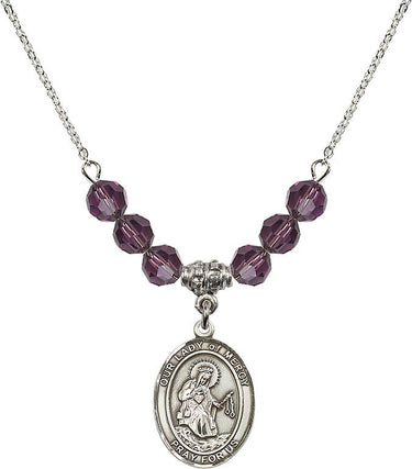 Our Lady of Mercy Birthstone Necklace | 3/4 inch | 6mm Beads