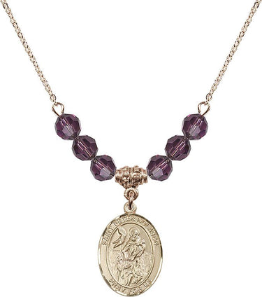 Saint Peter Nolasco Birthstone Necklace | 3/4 inch | 6mm Beads